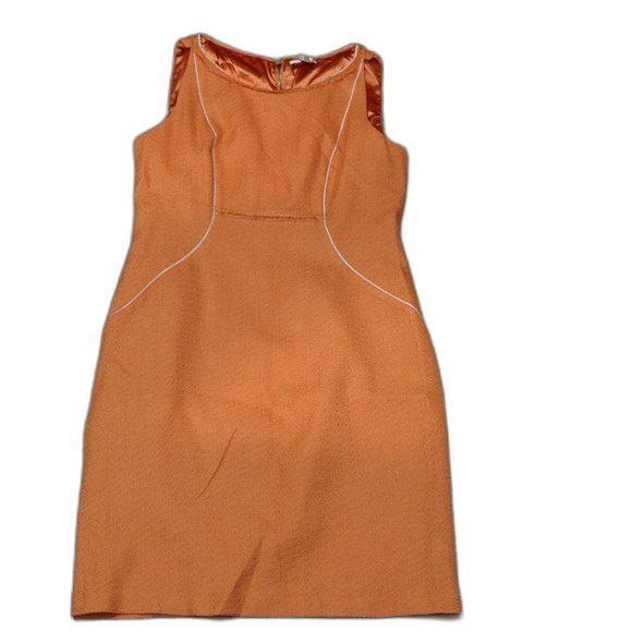 T Tahari Orange Tweed Textured Pencil Dress | Exposed Zipper Raw Edge Career 14 - Picture 13 of 13